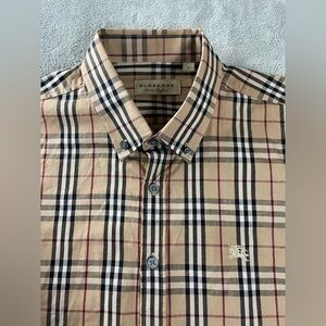 Burberry Mens Classic Nova Check Print Button Down Long Sleeve Shirt Large *slim